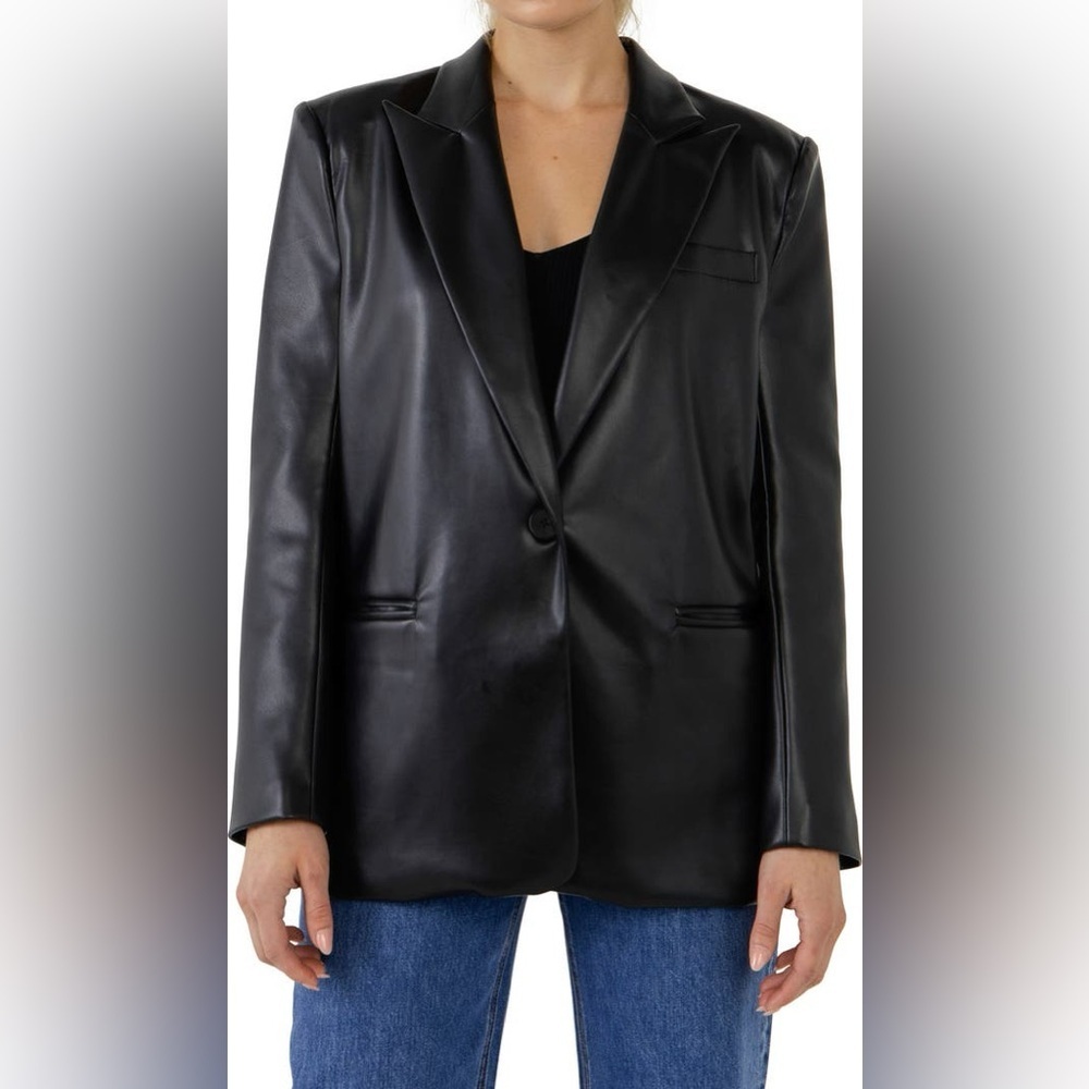 Endless Rose Faux Leather Blazer - Picture 3 of 3